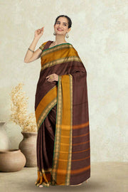 Maroon Handloom Chettinad Cotton Saree 10075114