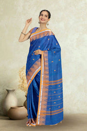 Blue Handloom Chettinad Cotton Saree 10072596
