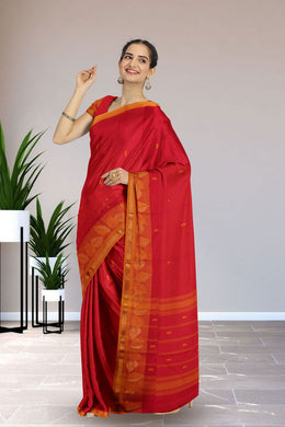 Red Handloom Chettinad Cotton Saree 10075074