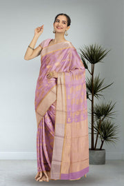Lavender Chanderi Jaal Design Silk Saree 10075387