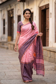 Blush Pink Kanchi Silk Cotton Saree 10078000