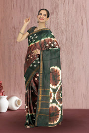 Brown Handcrafted Sungudi Cotton Saree 10074931