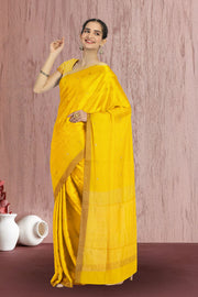 Yellow Chanderi Silk Cotton Saree 10075375