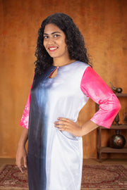 Black Printed Vegan Charmeuse Silk Dress 10073751