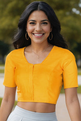 Yellow Maheshwari Silk Cotton Blouse 10075053