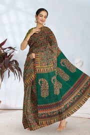 Green Kashmiri Printed Silk Saree 10075983