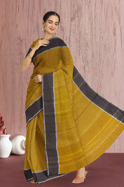 Kanjivaram Vegan Viscose Silk Saree Golden Brown Color Block Design 10075560