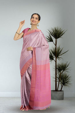 Pink Maheshwari Silk Cotton Saree 10075267