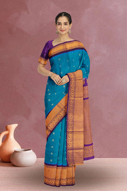 Blue Gadwal Kuttu Silk Saree 10075415