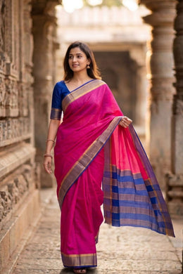 Festival Pink Mysore Crepe Silk Saree With Zari Border 10076669
