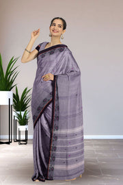 Mauve Handloom Chettinad Cotton Saree Without Blouse 10075163
