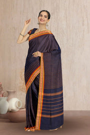 Blue Handloom Chettinad Cotton Saree 10072613