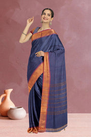 Blue Handloom Chettinad Cotton Saree 10075872