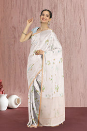 Cream Handloom Printed Chanderi Saree 10071043