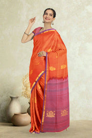  Orange Kanjivaram Pure Silk Saree 10076081