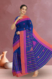 Blue Bengal Handwoven Cotton Saree 10075337
