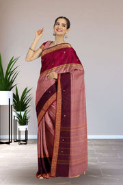 Mauve Handloom Chettinad Cotton Saree Without Blouse 10075187