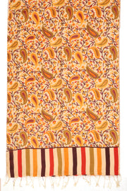 Yellow Kani Printed Soft Silk Unisex Stole 10077882