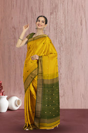 Yellow Maheshwari Silk Cotton Saree 10075268