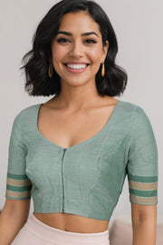 Green Andhra Cotton Blouse 10073431