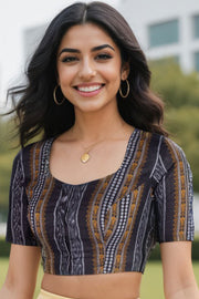 Black Odisha Ikat Cotton Blouse 10075036