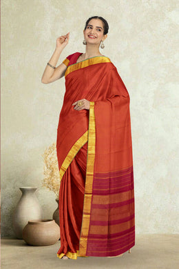 Red Handloom Pai Kattam Kanjivaram Silk Saree 10065038