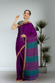 Purple Maheshwari Silk Cotton Saree 10075232