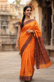 Orange Kanchi Cotton Saree 10069236