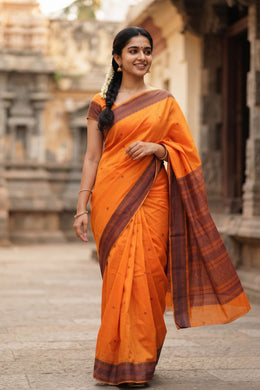 Orange Kanchi Cotton Saree 10069236