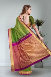 Dark Green Nakashi Kanjivaram Silk Saree 10075526
