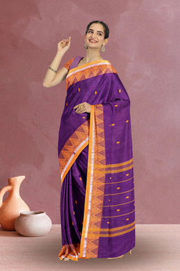 Purple Handloom Chettinad Cotton Saree 10072595