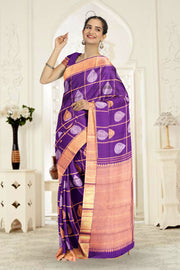 Purple Pure Zari Kanjivaram Silk Saree 10063361