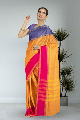 Orange Handloom Chettinad Cotton Saree 10075821