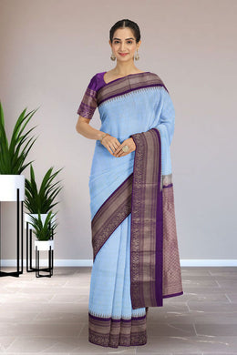 Blue Gadwal Kuttu Silk Saree 10075440