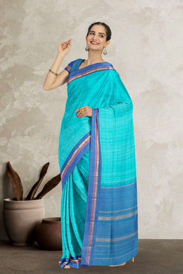 Blue Handloom Kanjivaram Silk Saree 10065036