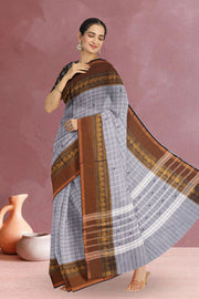 Grey Handloom Chettinad Cotton Saree 10075863