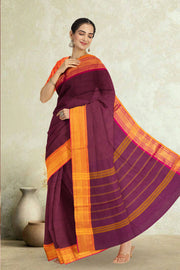 Purple Handloom Chettinad Cotton Saree 10075815
