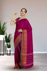Magenta Handloom Chettinad Cotton Saree 10075110