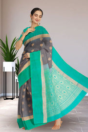 Grey Handloom Kanjivaram Soft Silk Saree 10075678