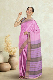 Pink Maheshwari Silk Cotton Saree 10075253