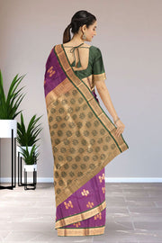 Purple  Kanjivaram Vegan Silk Saree 10076027