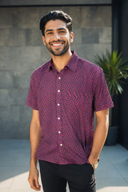 Indigo Handblock Print Pre-Washed Pure Cotton Crop Shirt 10074617