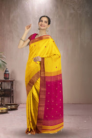 Yellow Maheshwari Silk Cotton Saree 10075269
