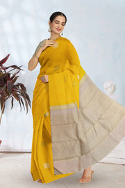 Butterscotch Yellow Handloom Pure Zari Kanjivaram Silk Saree 10063136