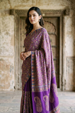 Purple Kashmiri Printed Silk Saree 10076936