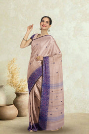 Beige Handloom Chettinad Cotton Saree 10075082