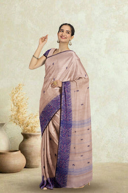 Beige Handloom Chettinad Cotton Saree 10075082