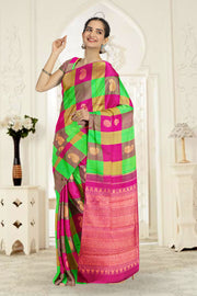 Multi colour Pure Zari Borderless Kanjivaram Silk Saree 10060057