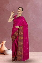 Pink Handloom Chettinad Cotton Saree Without Blouse 10075180