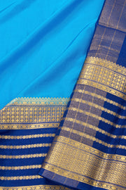 Blue Semi Mysore Crepe Silk Saree With Zari Border 10077827